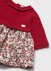 Vestido Tricot Estampado Flores Rojo Mayoral Detalle