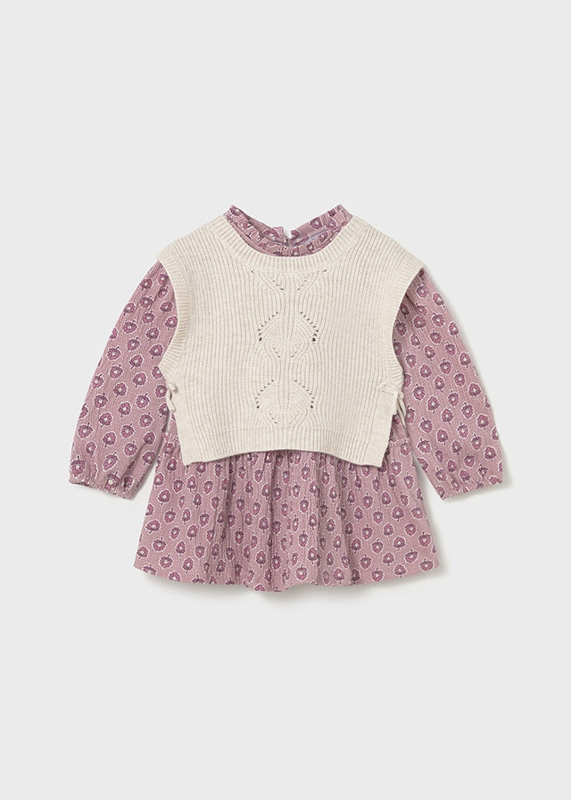 Vestido Manga Larga Con Chaleco Flores Mayoral