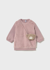 Vestido Manga Larga Peluche con Bolso Rosa Mayoral