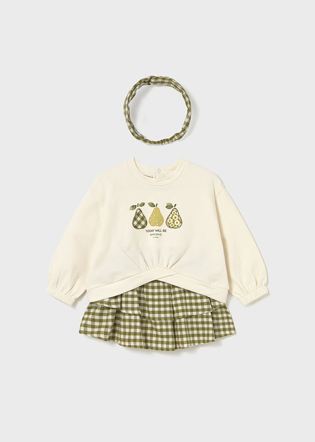 Conjunto Falda con Balaca Cuadros Verde Mayoral