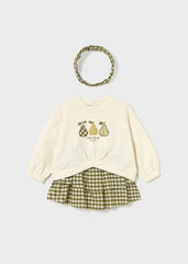 Conjunto Falda con Balaca Cuadros Verde Mayoral