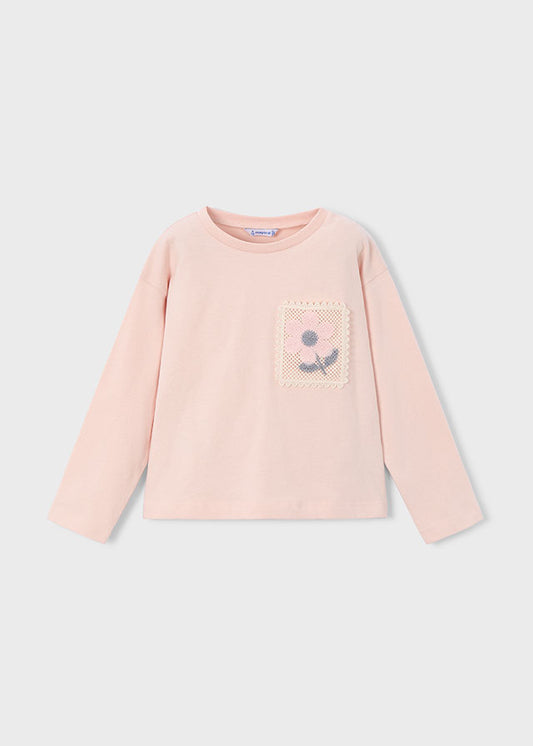 Blusa Bolsillo Crochet Rosa Mayoral