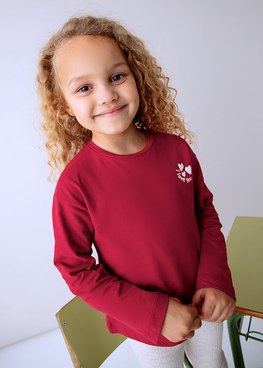 Blusa Manga Larga I Love You Rojo Mayoral Niña
