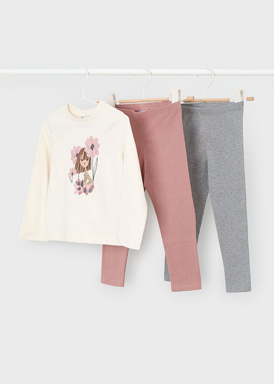 Conjunto 3 Piezas Leggins Muñeca Rosa Mayoral