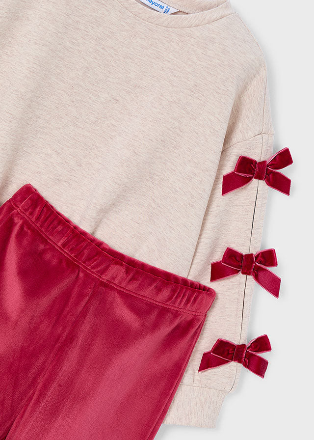 Conjunto Saco Moños Pana Rojo Mayoral detalle