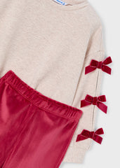 Conjunto Saco Moños Pana Rojo Mayoral detalle