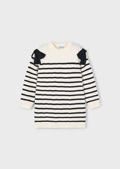 Vestido Líneas Moño Blanco y Negro Mayoral