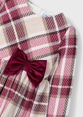 Vestido Cuadros Moño Rojo Mayoral Detalle