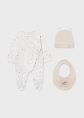 Set Primer Día Estampado Árboles Beige Mayoral