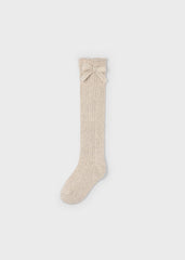 Medias Altas Niña Moño Beige Mayoral