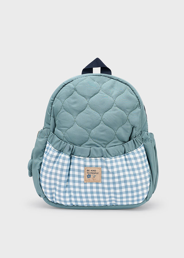 Mochila Guardería Acolchada Cuadros Verde Mayoral