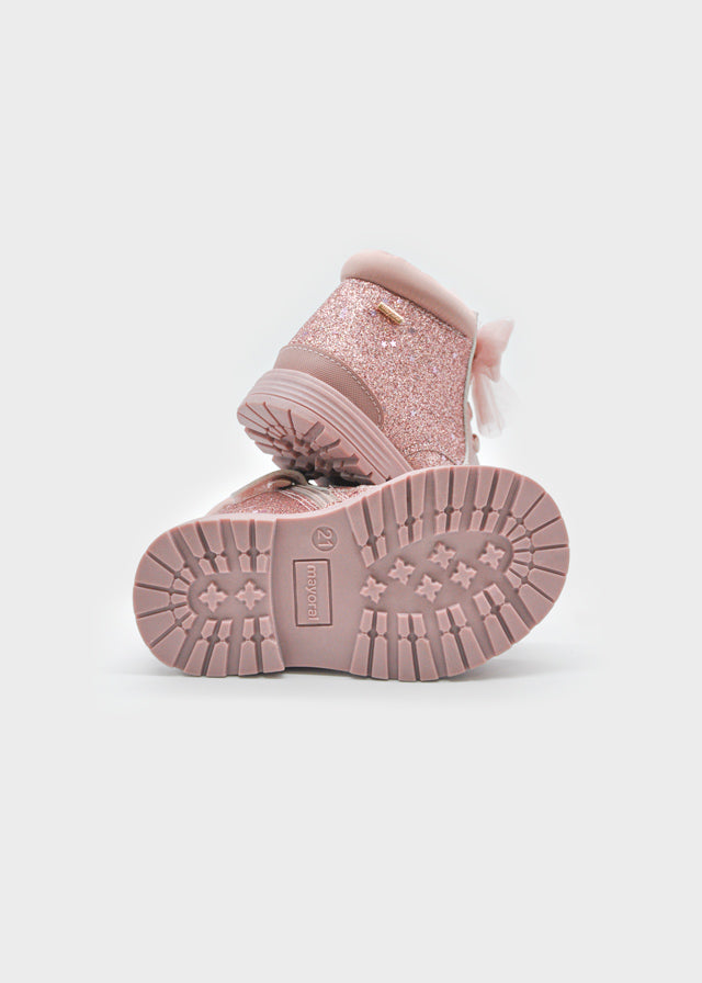 Botas Glitter Moño Rosa Metal Mayoral suela
