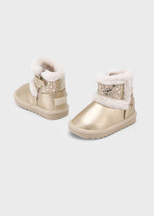 Botas Peluche Corazones Dorado Mayoral