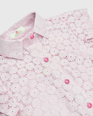 Conjunto Short Deatalle Flores Rosa Detalle