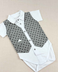 Set Primer Día Gris Puntos Moda