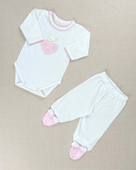 Set Primer Día Moño Calado Rosa Detalles