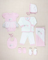 Set Primer Dia Bordado Tull Bordado Rosa