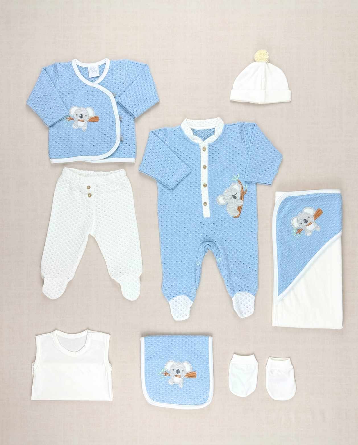Set Primer Dia Bordado Koala Azul