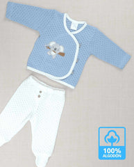 Set Primer Dia Bordado Koala Azul Algodón