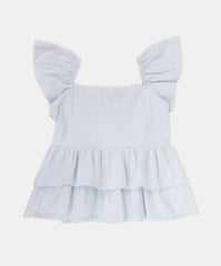 Blusa infantil de algodón con vuelos en mangas y torso