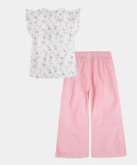 Conjunto infantil blusa floral y pantalón rosado 2T‑4T