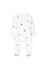 Pijama blanco con estampado de pingüinos y cierre lateral para bebé