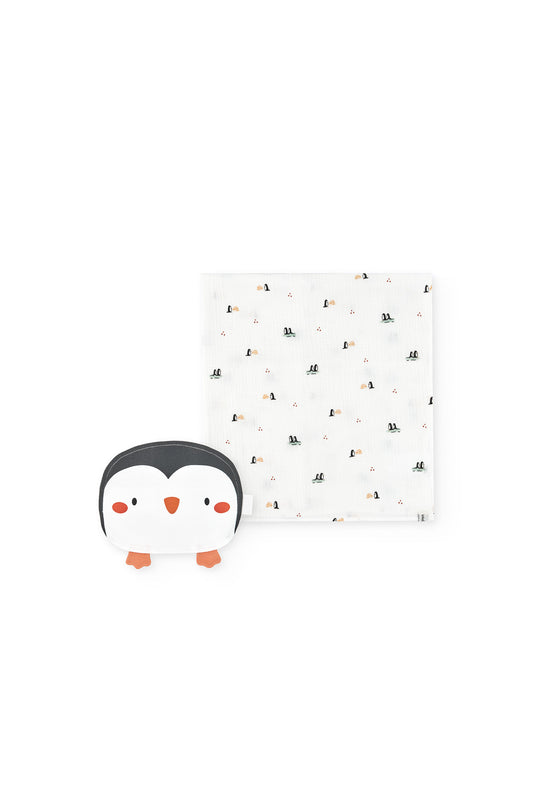 Manta Para Bebé Con Doudou Pingüino Boboli