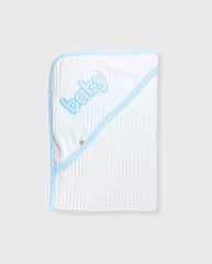 Cobija Con Capota Bordado Baby Blue