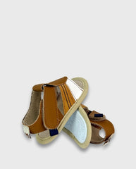 Sandalias Sin Suela Velcro Café Melosos Detalle