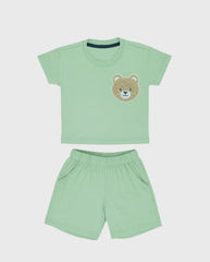 Conjunto Bermuda Bordado Oso Verde