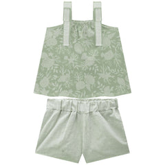 Conjunto Short Estampado Oceano Rayas Verde