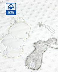 Cobija Burbuja Blanca Bordado Surtido Detalle