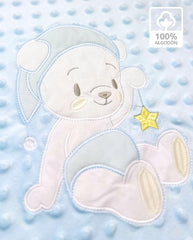 Cobija Burbuja Celeste Bordado Surtido Detalle