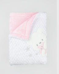Cobija Burbuja Ovejera Blanca Rosa Bordado Surtido