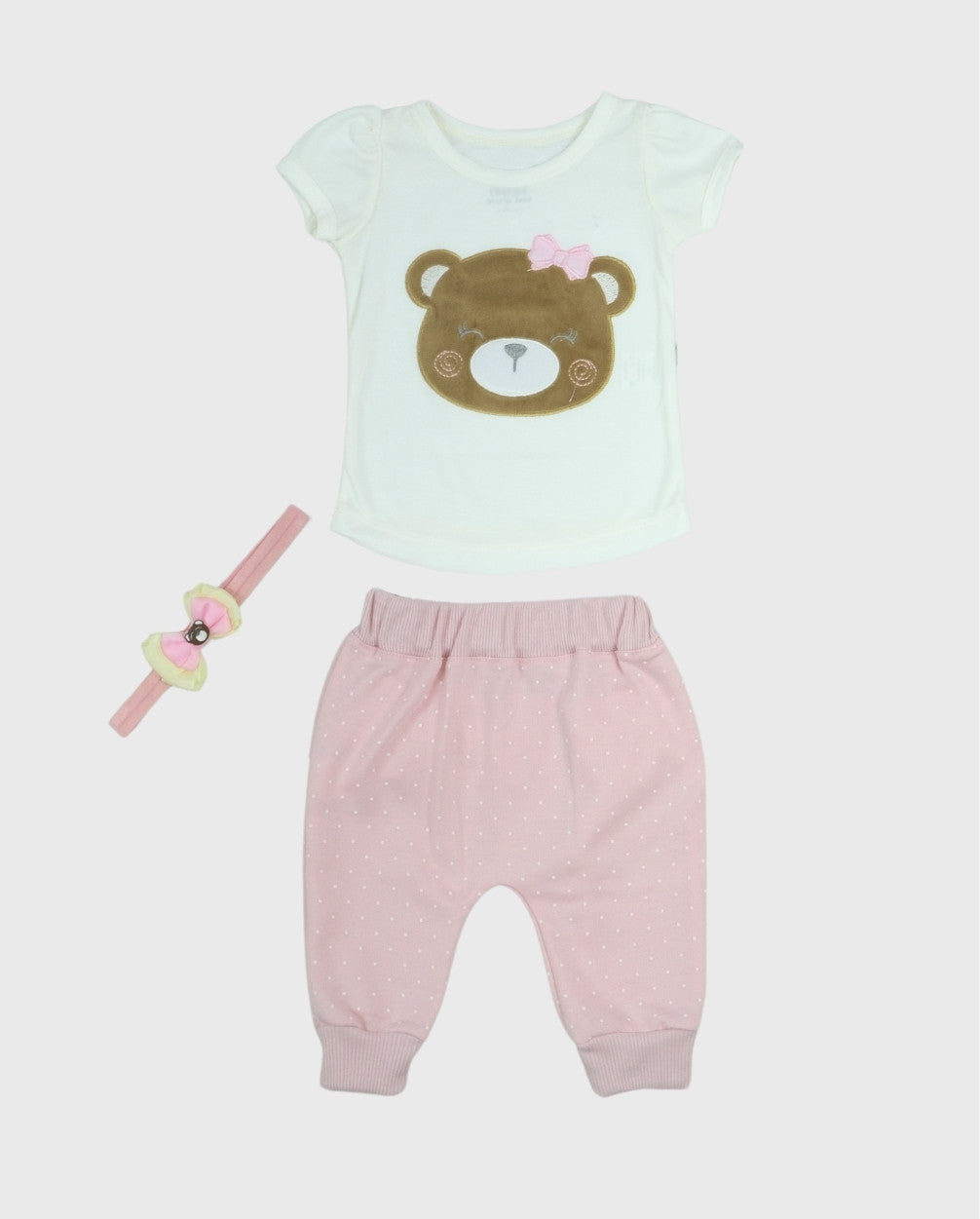 Conjunto Para Bebé Niña Blusa Oso con Balaca
