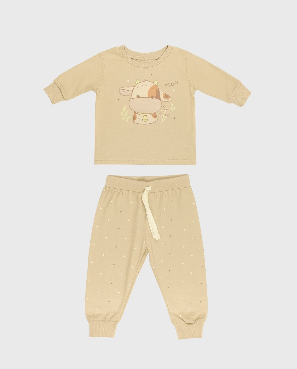 Pijama Pantalon Manga Larga Vaca Beige