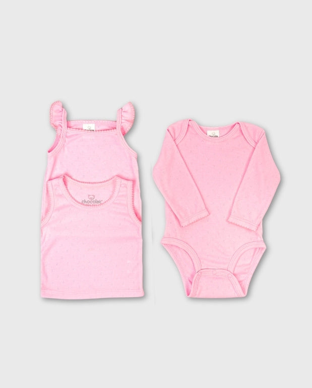 Set 3 Camisillas Interior Niña Rosa