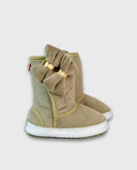 Botas Velcro Moño Beige Huellitas