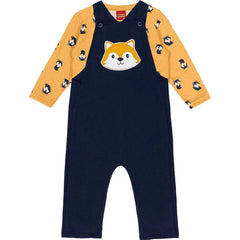 Conjunto Infantil Overol Zorrito y Camiseta Manga Larga Azul