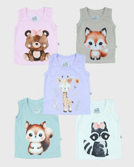 Set 5 Camisillas Colores Pastel Animales Niña Diseños