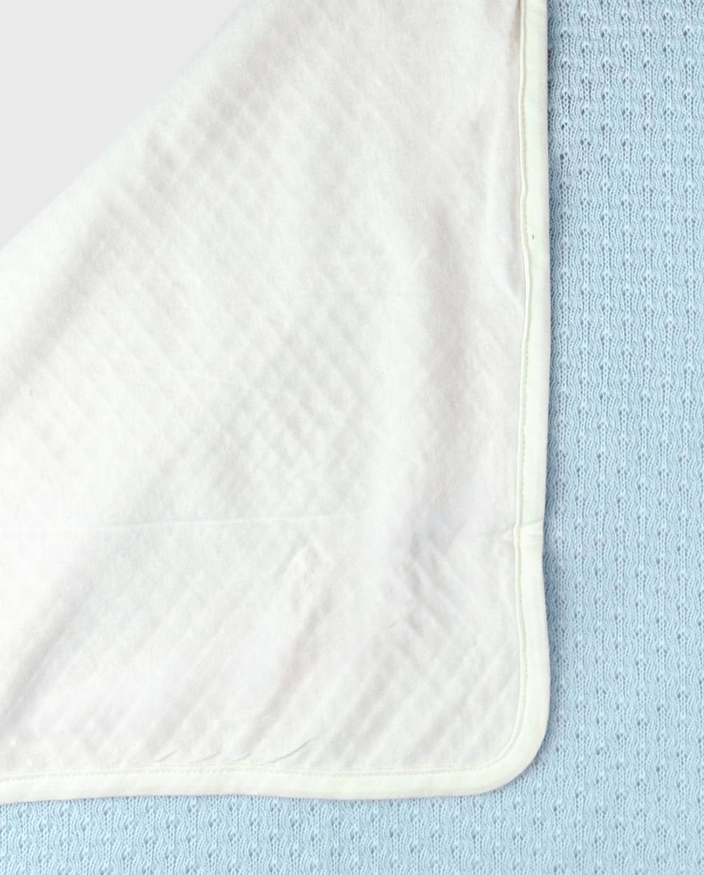 Cobija Tejida Bordado Celeste Blue