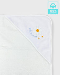 Toalla Capota Bordado Flores Azul Blue