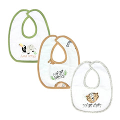 Set 3 Baberos Bordado Safari 100% Algodón