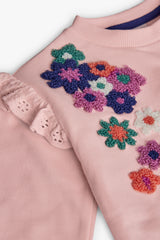 Conjunto Saco Flores Lila Rosa Boboli Detalle