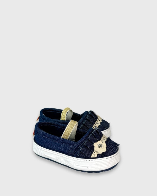 Baletas Bebé Niña Pliegues Denim