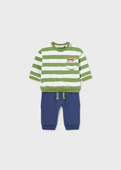 Conjunto 2 Piezas Sudadera Rayas Animales Verde