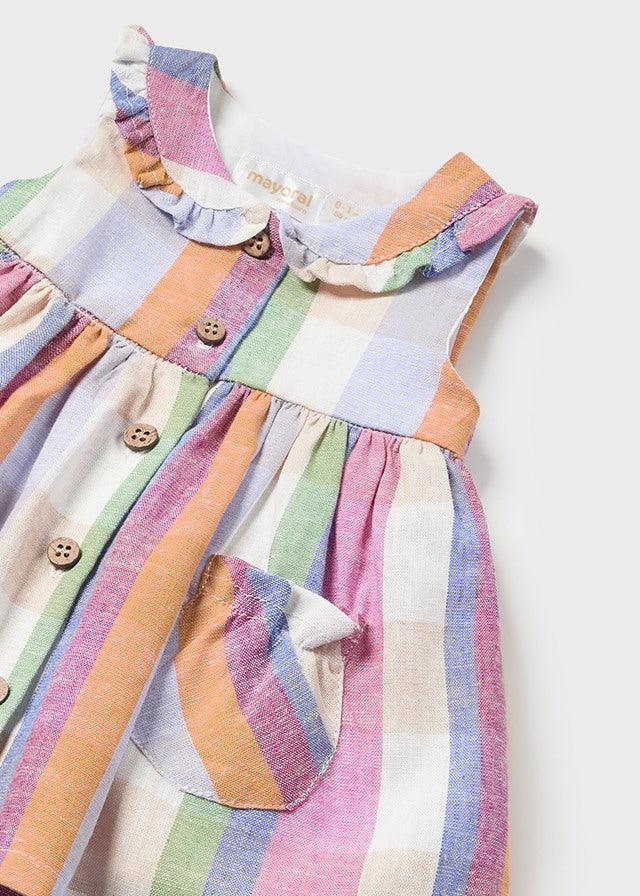 Vestido Con Panty Cuadros Rosa Mayoral Botones