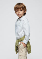 Camisa Manga Larga Estampada Blanca Mayoral Niño