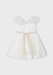 Vestido Plumeti Encaje Con Cinturón Blanco Mayoral Diseño