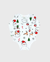 Body Manga Larga Estampado Papa Noel Blanco